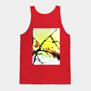 red Malus Radiant crab apple blossoms #7, yellow tint Tank Top